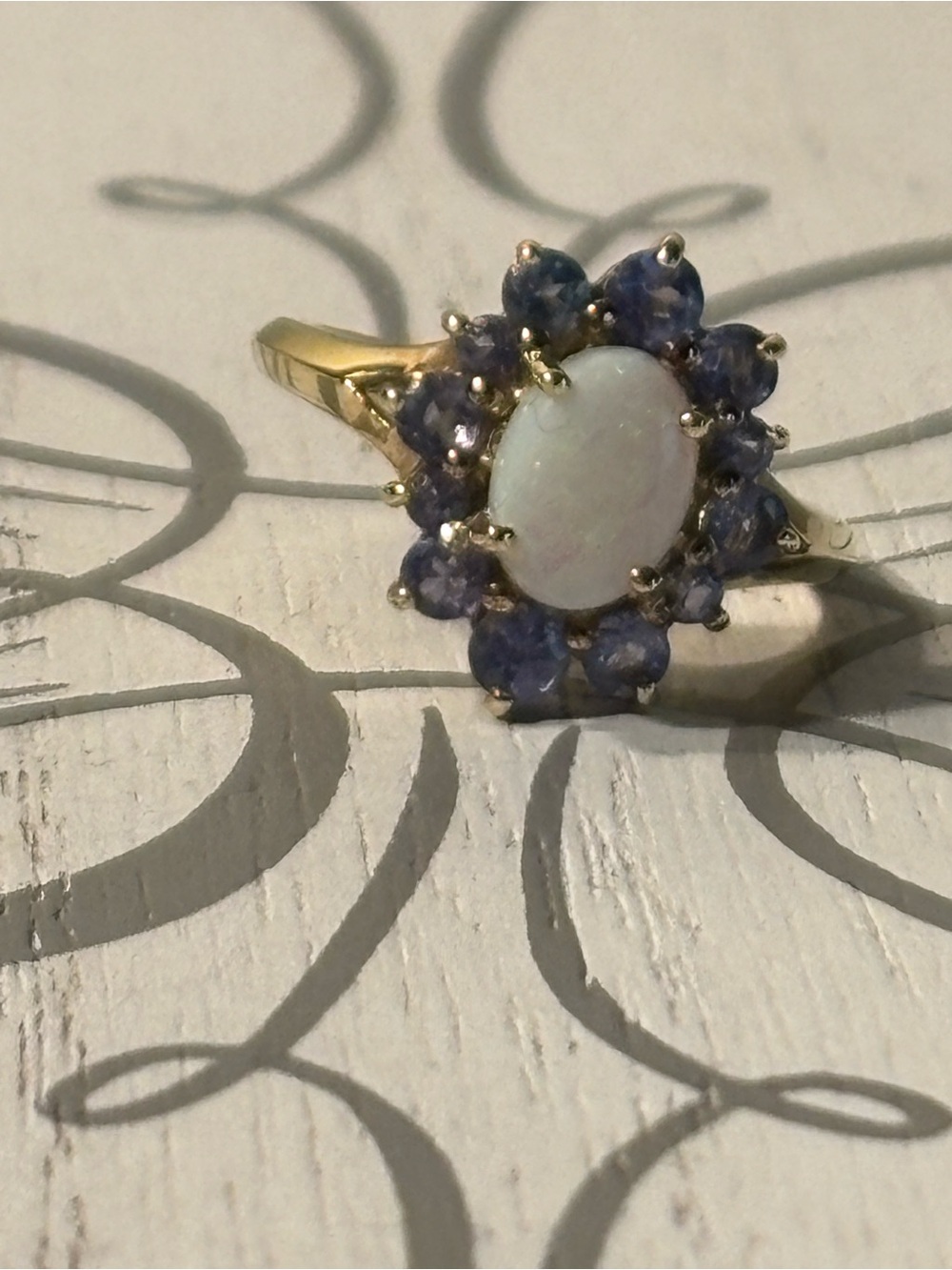 Opal and Tanzanite 14KT Gold Ring - Picture 3 of 11